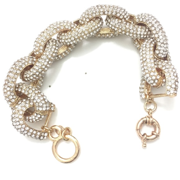 Classic Pavé Link Bracelet Chunky Gold CZ - Picture 8 of 8